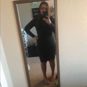 Olive green midi bodycon dress